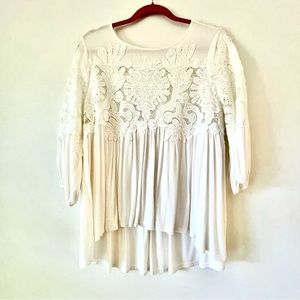 Anthro white lace tunic top